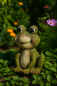 Preview: Deko Frosch Garten 33 cm hoch Vorgarten Figur lachend sitzend Gartendekoration